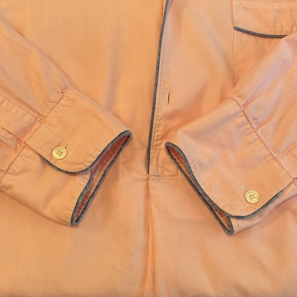 Turnbull & Asser Vtg Herringbone Pink Cotton L/S Collared Nightshirt XL T Flaw - Picture 7 of 9